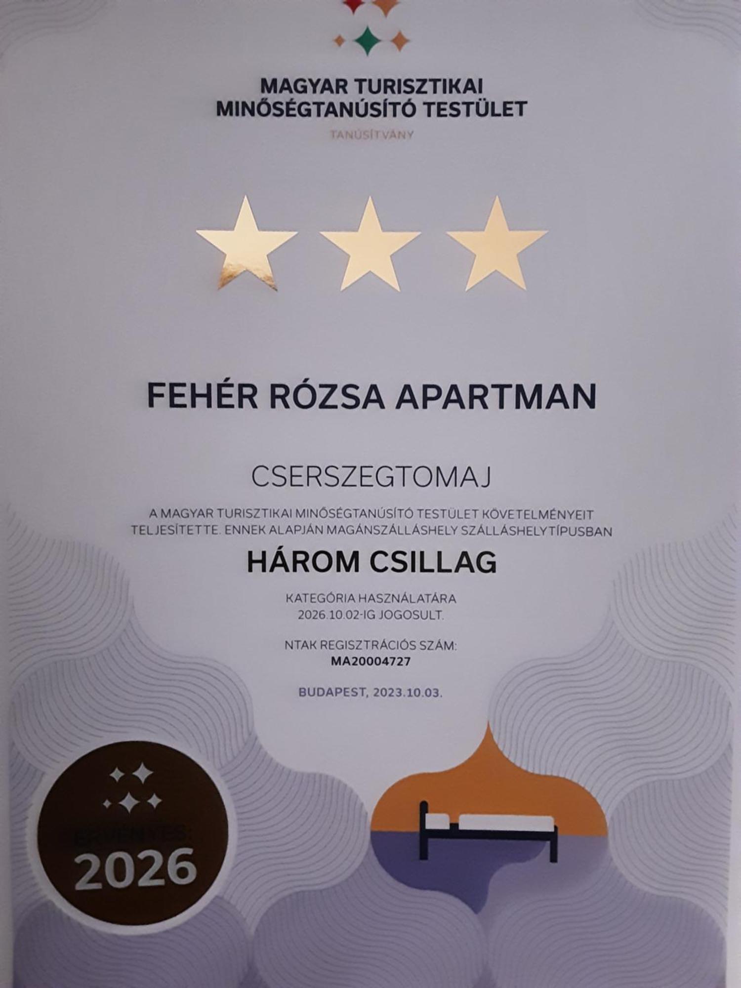 Fehér Rózsa Apartman Apartamento Cserszegtomaj Exterior foto